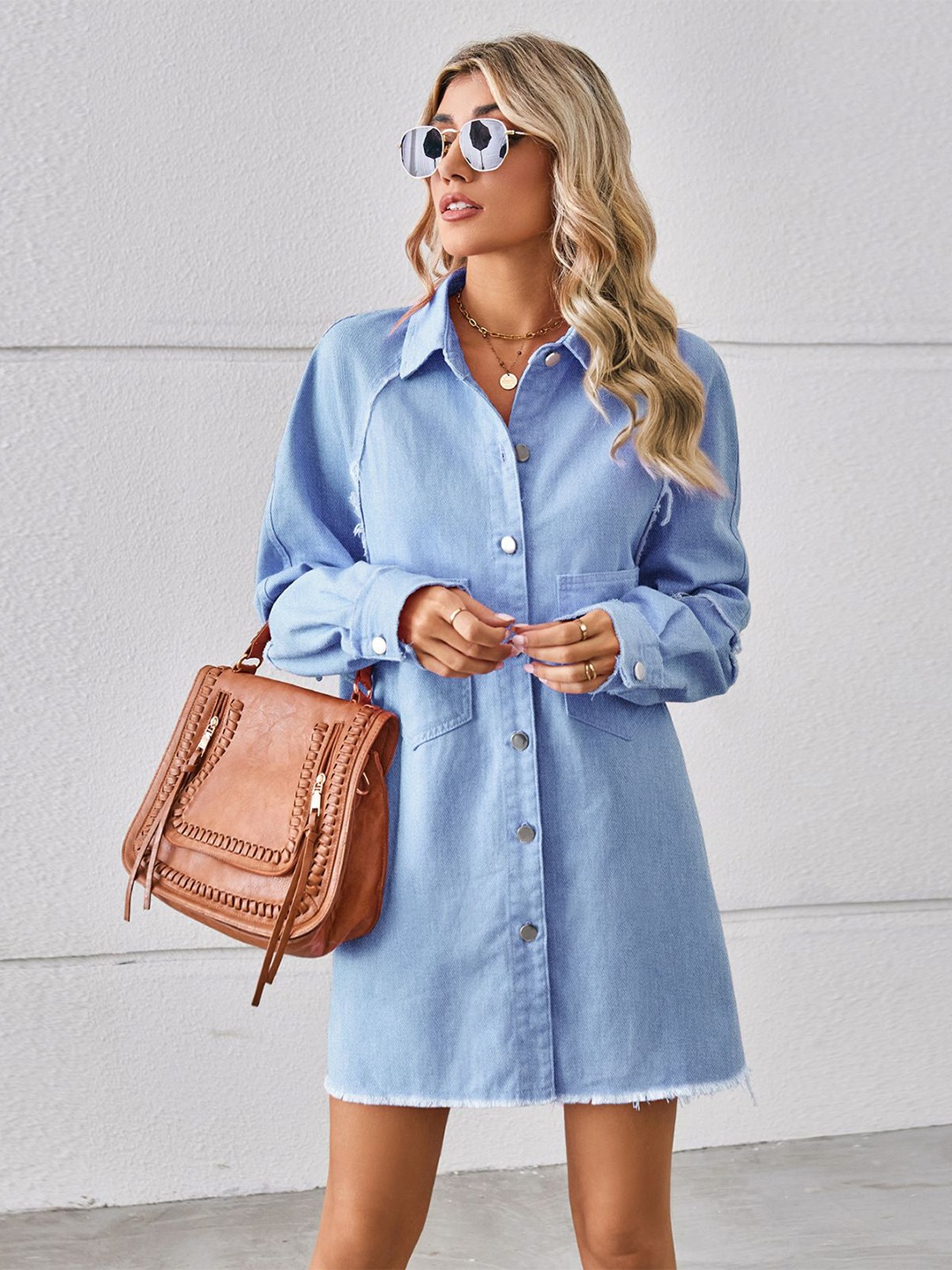 

StyleCast Denim Shirt Mini Dress, Blue
