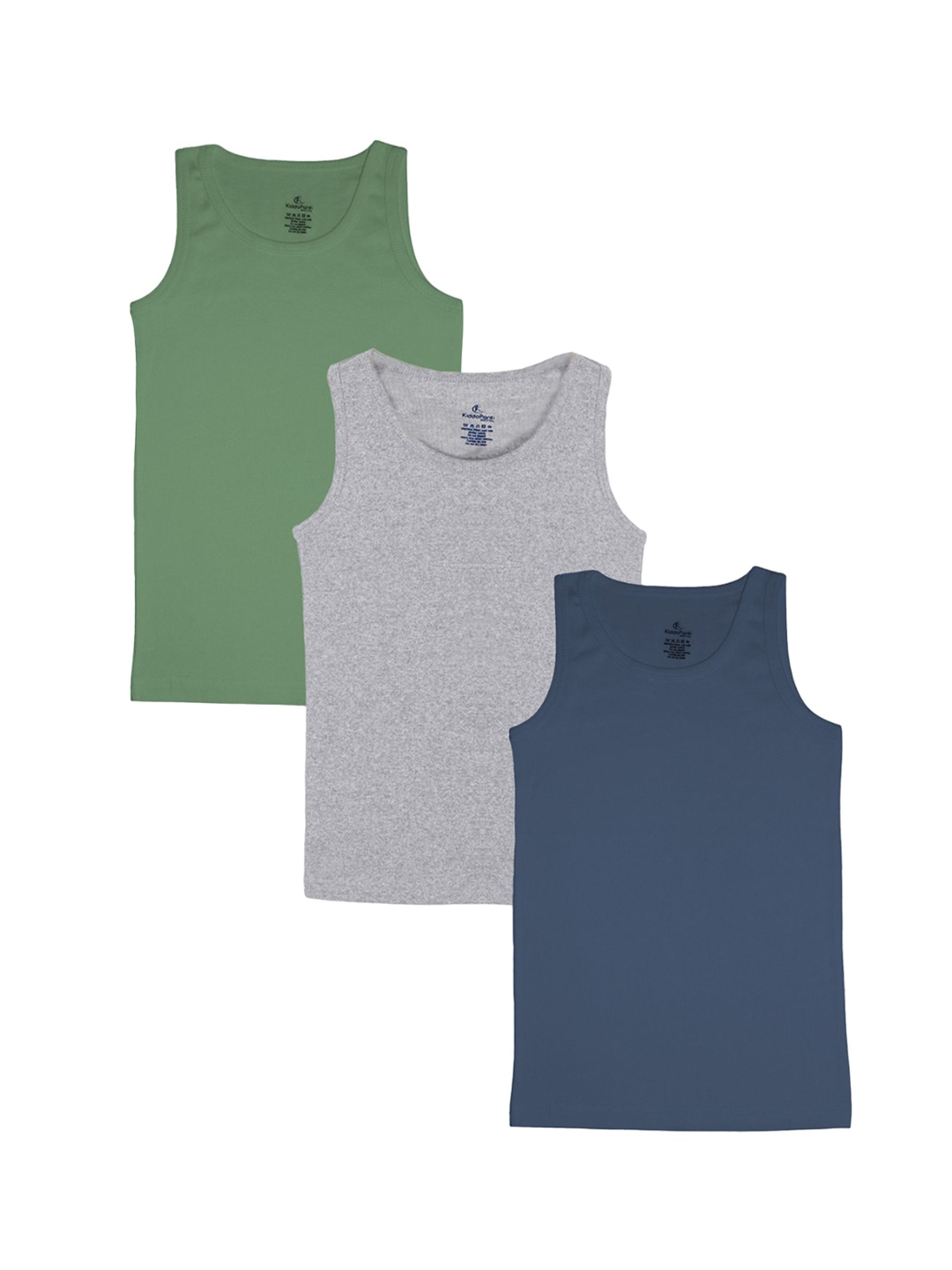 

KiddoPanti Pack Of 3 Boys Basic Vests, Green