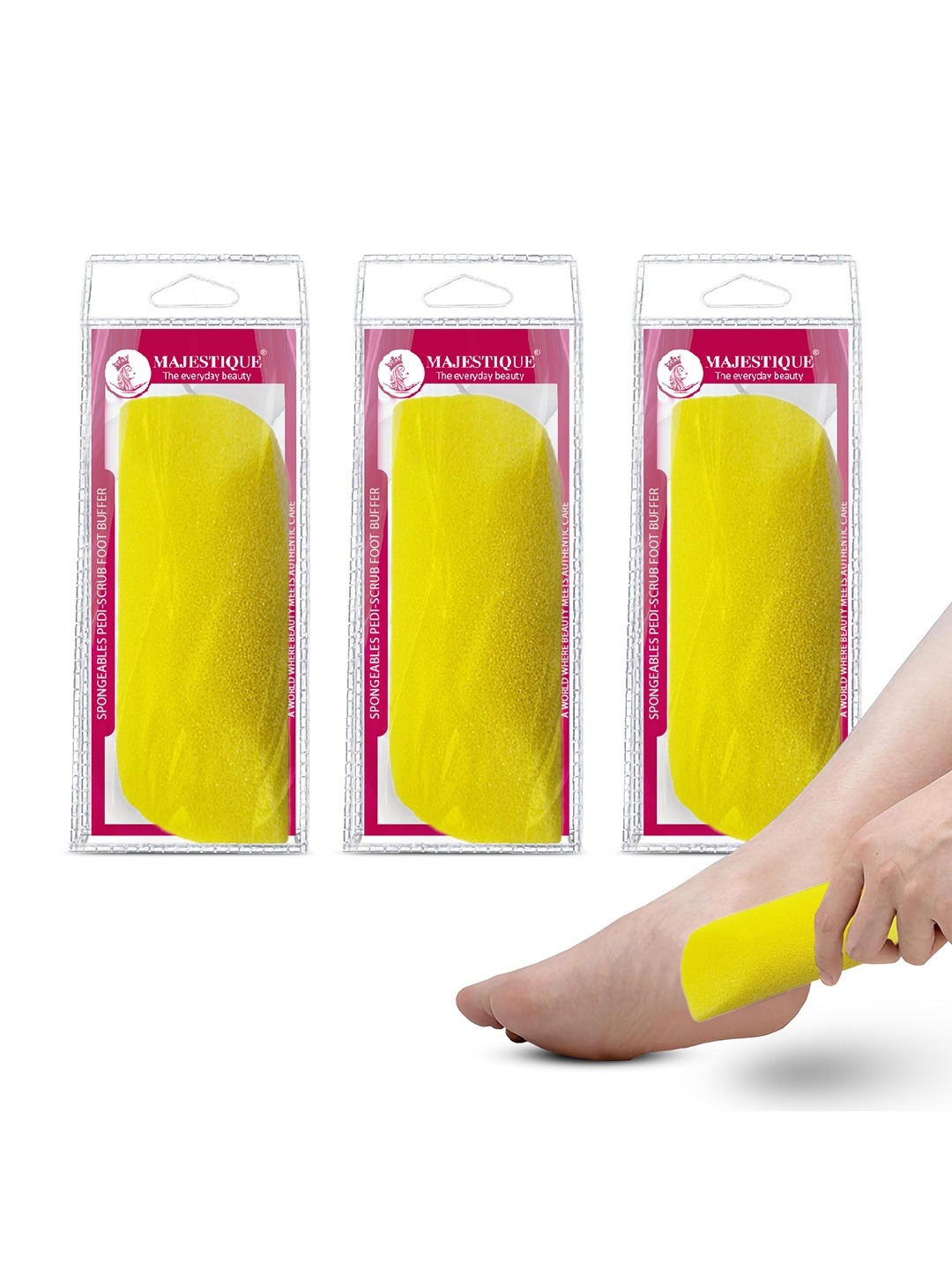 

MAJESTIQUE Set of 3 Sponge Foot Buffer Nail Essentials, Multi