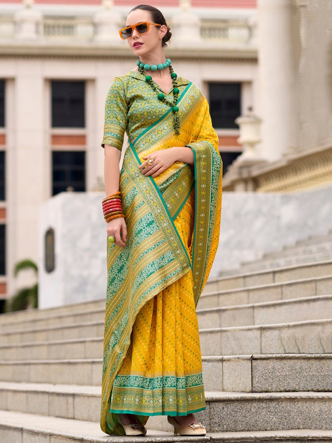 

MySilkLove Ethnic Motifs Zari Banarasi Saree, Yellow