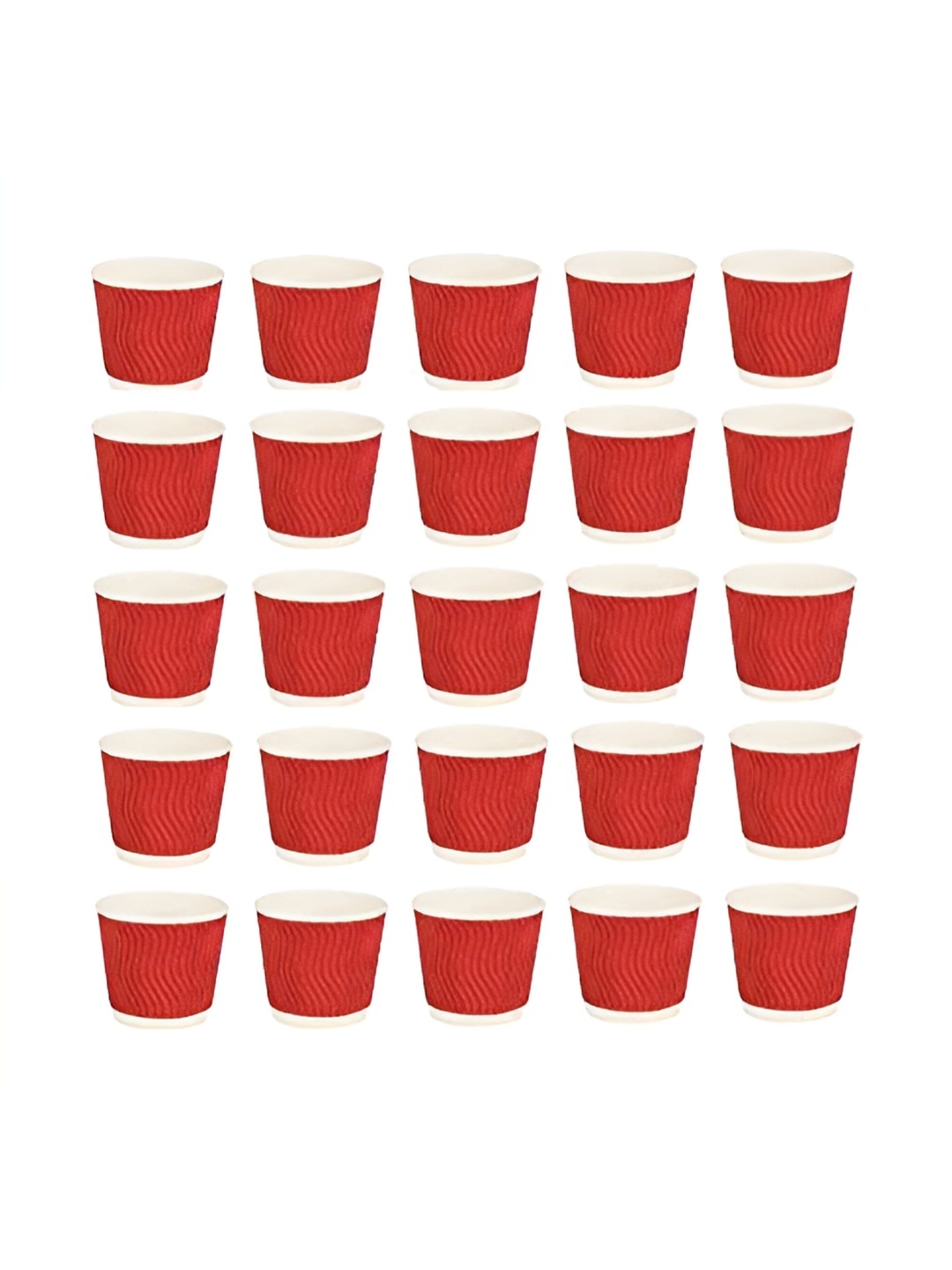 

e kysa 25-Pcs Red Ripple Paper Disposable Tea/Coffee Cups-150 ml Each