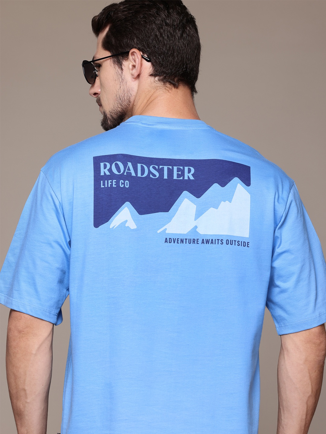 

The Roadster Lifestyle Co. Men Printed Relaxed Fit Pure Cotton T-shirt, Blue