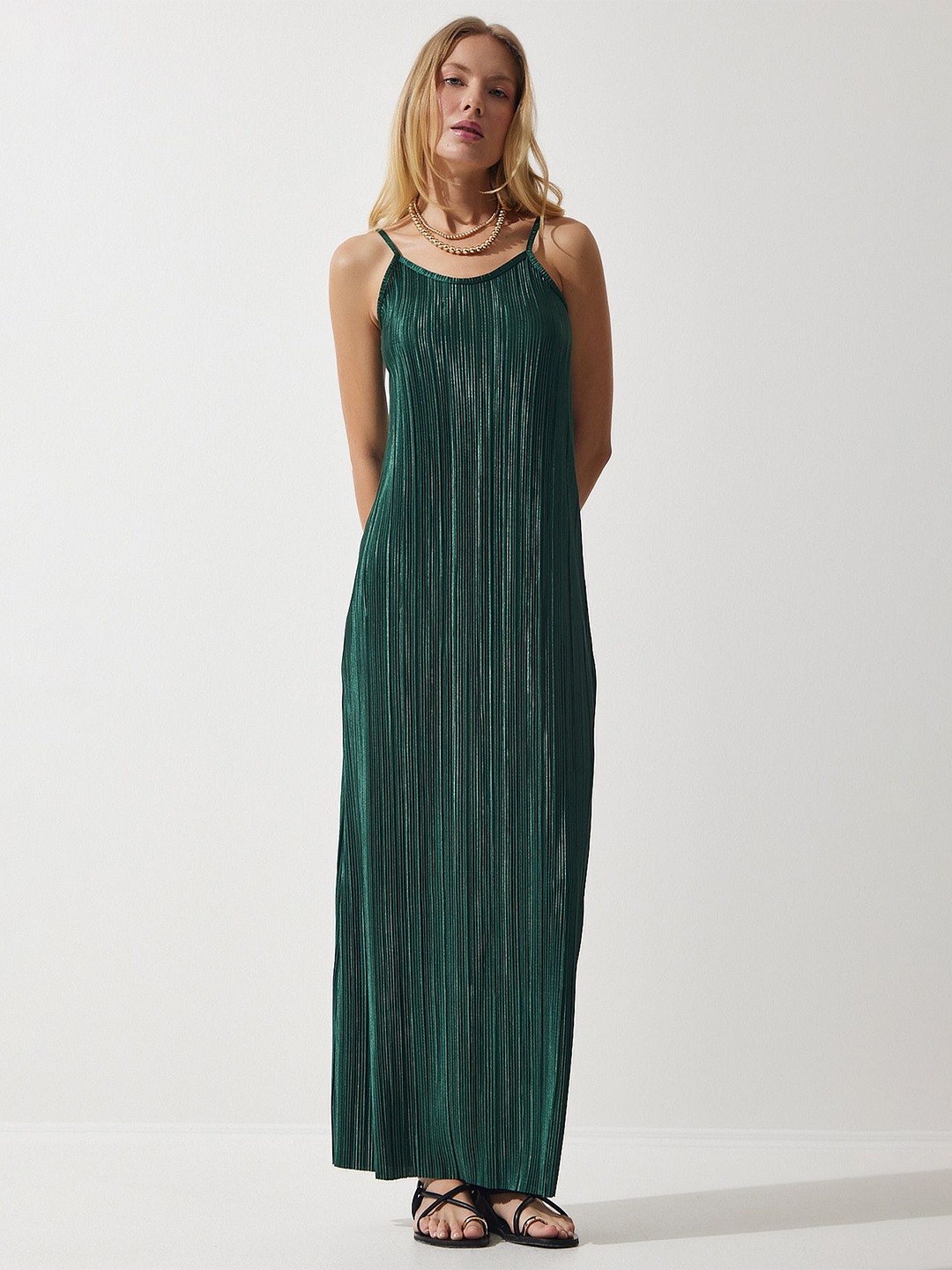 

Happiness istanbul Women Shoulder Straps Maxi Dress, Green