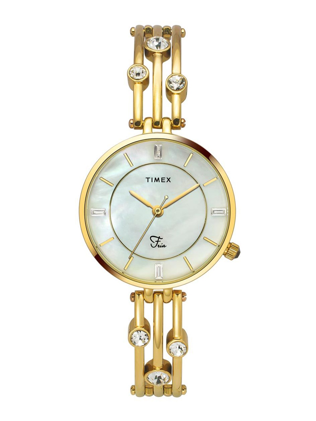 

Timex Women Brass Embellished Dial & Straps Analogue Watch TWEL16004, White
