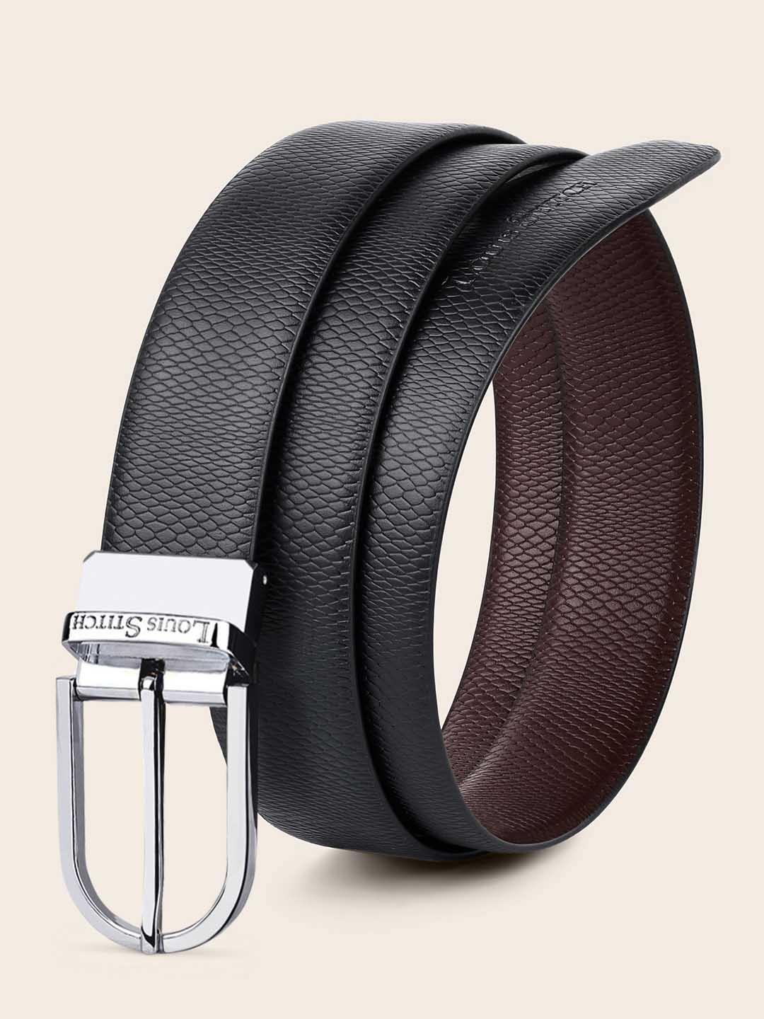 

LOUIS STITCH Men Black Textured Belt