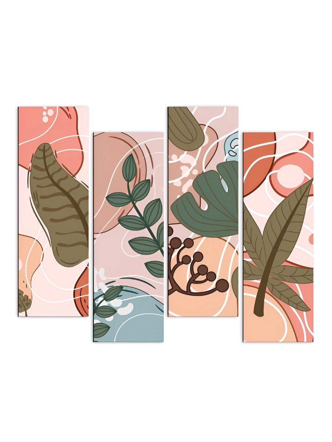 

CLAWCRAFTS 4 Pieces Floral Wood Wall Art, Nude