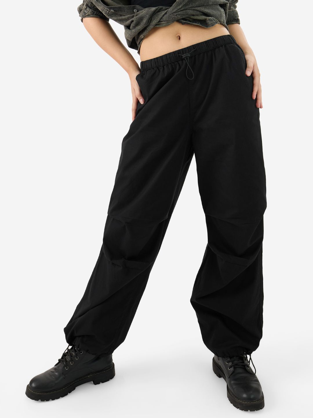 

The Souled Store Women Loose Fit Joggers Trousers, Black