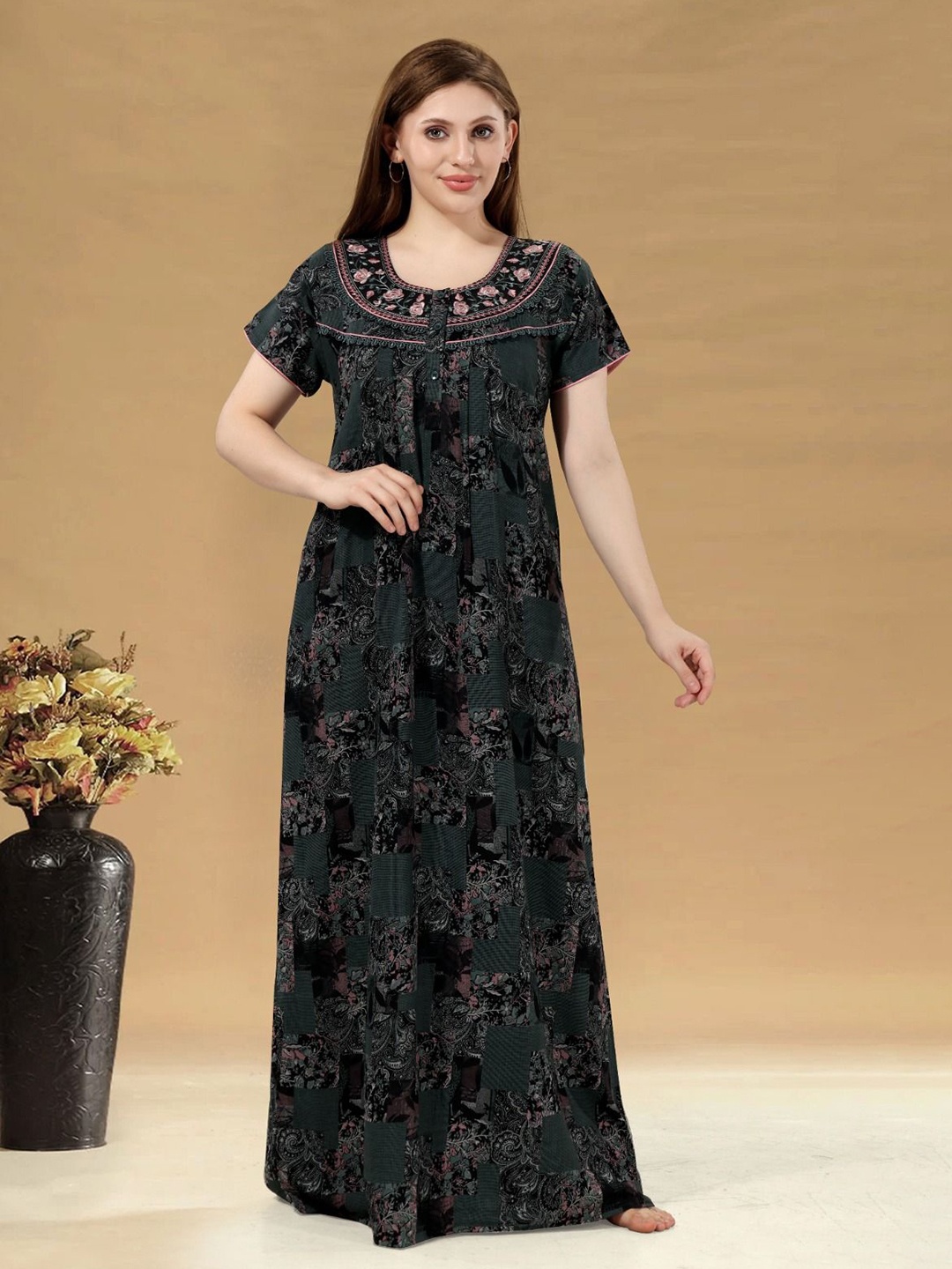 

Soulemo Printed Maxi Nightdress, Black