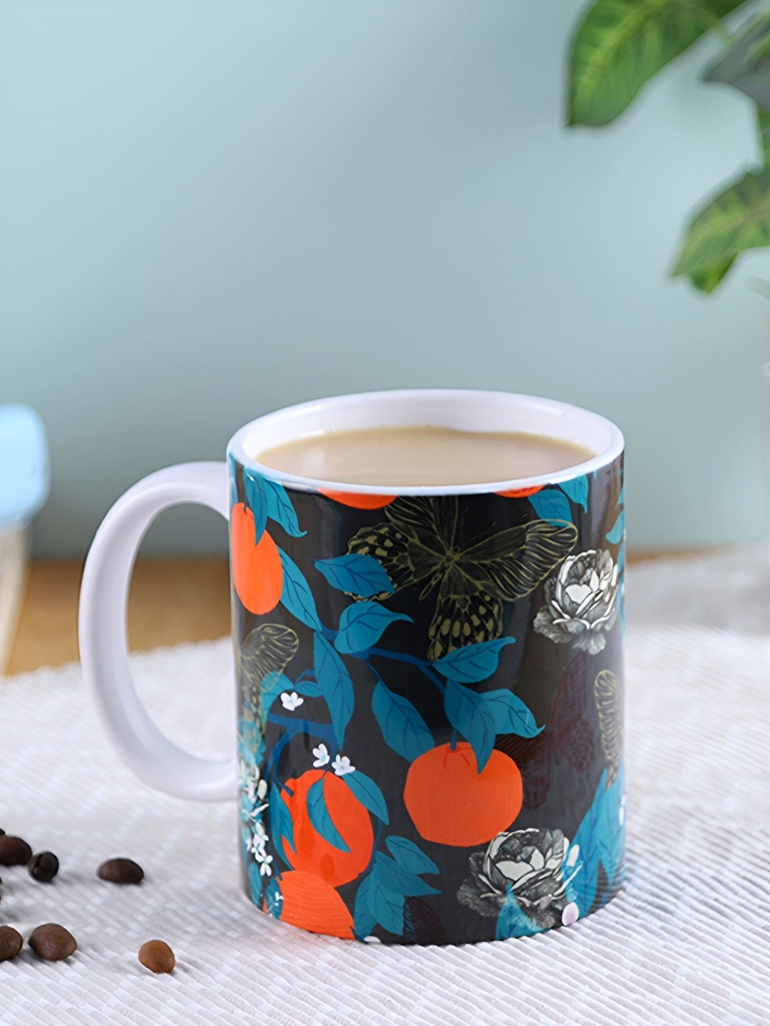 

PENTADECO White & Blue Printed Ceramic Glossy Coffee & Tea Mug