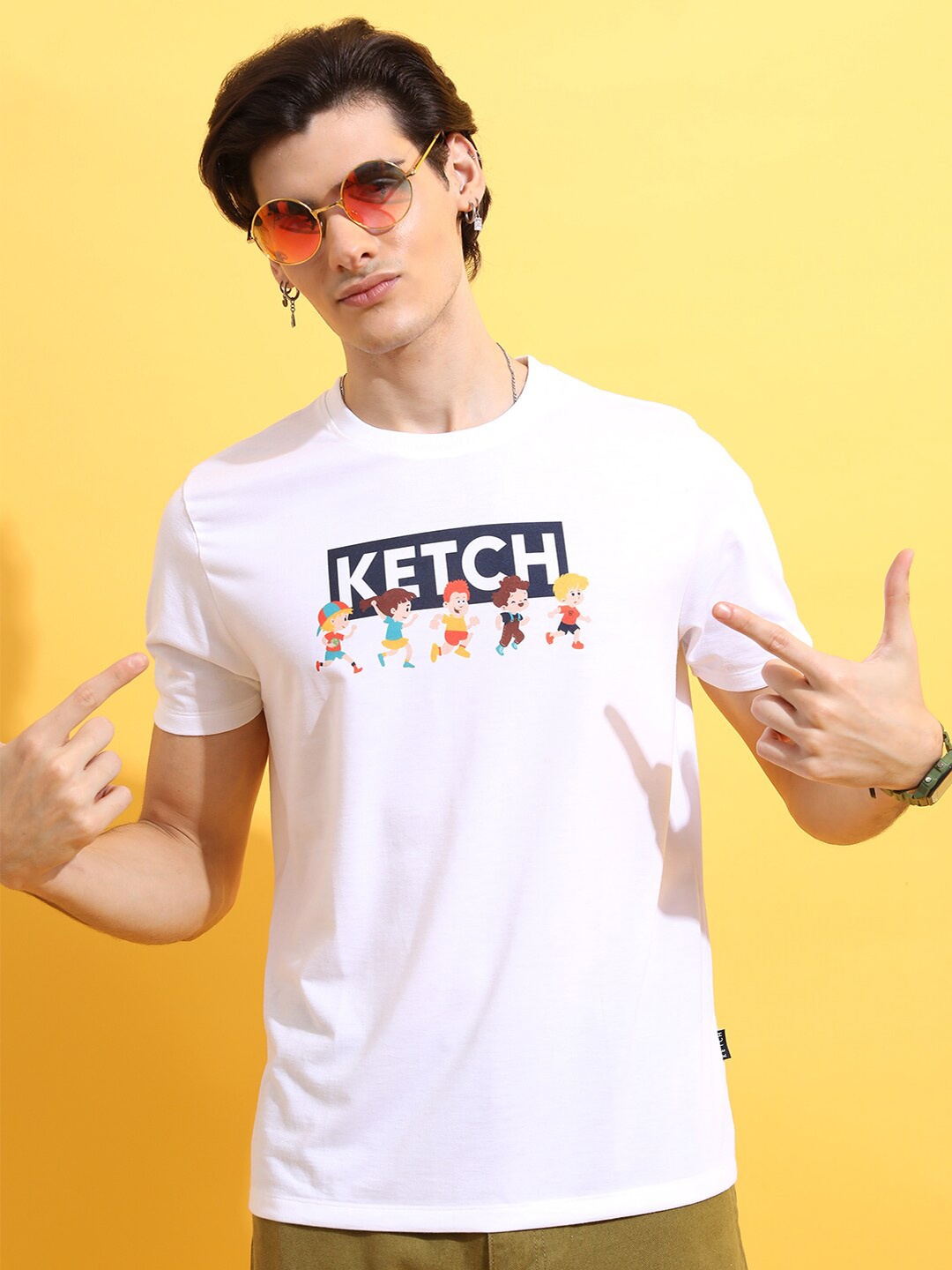 

KETCH Brand Logo Printed Relaxed-Fit T-shirt, White