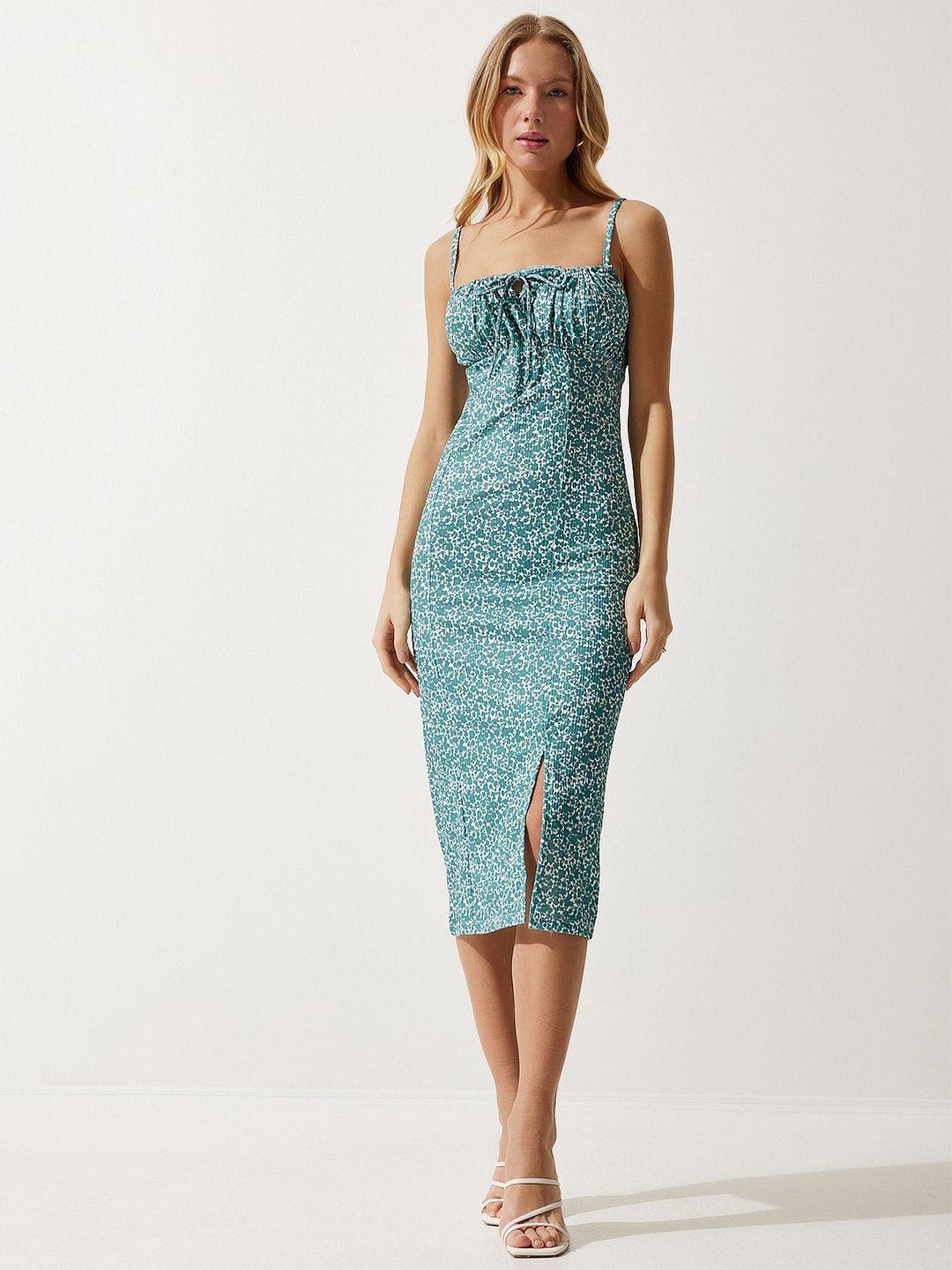 

Happiness istanbul Animal Print Bodycon Midi Dress, Green