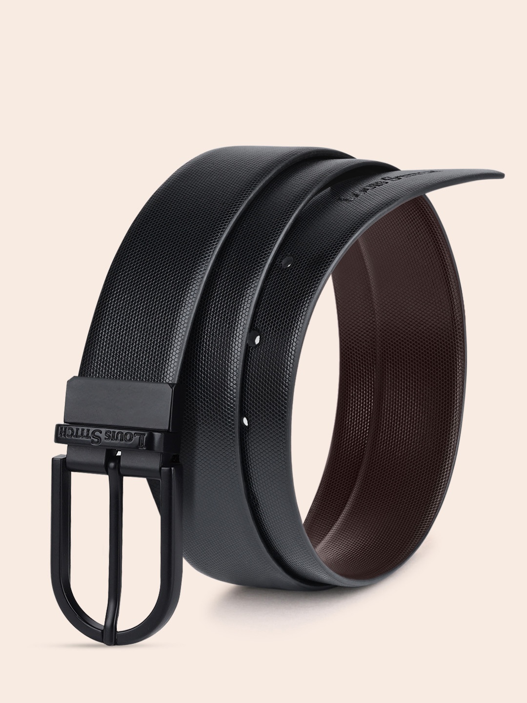 

LOUIS STITCH Men Leather Reversible Formal Belt, Black