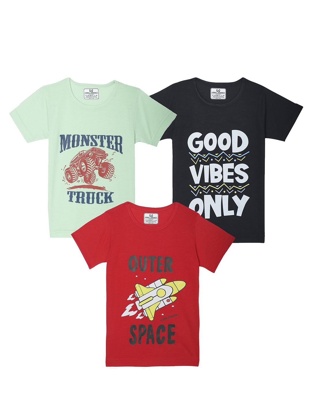 

VIMAL JONNEY Kids Typography 3 Printed Applique T-shirt, Multi