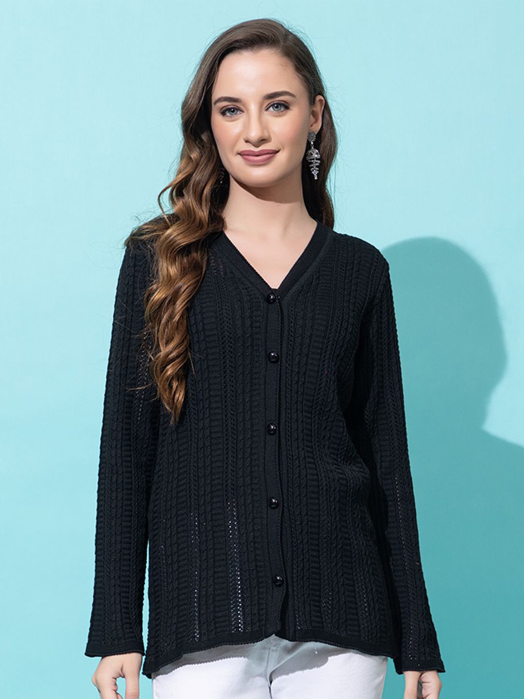 

Anouk Women Cable Knit Cardigan, Black