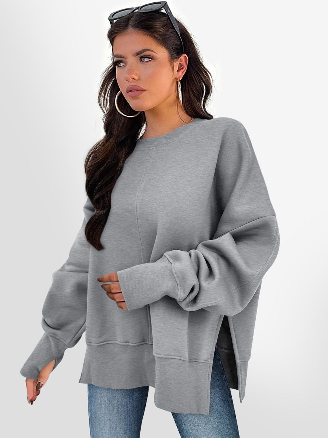 

HERE&NOW Women Sweatshirt, Grey