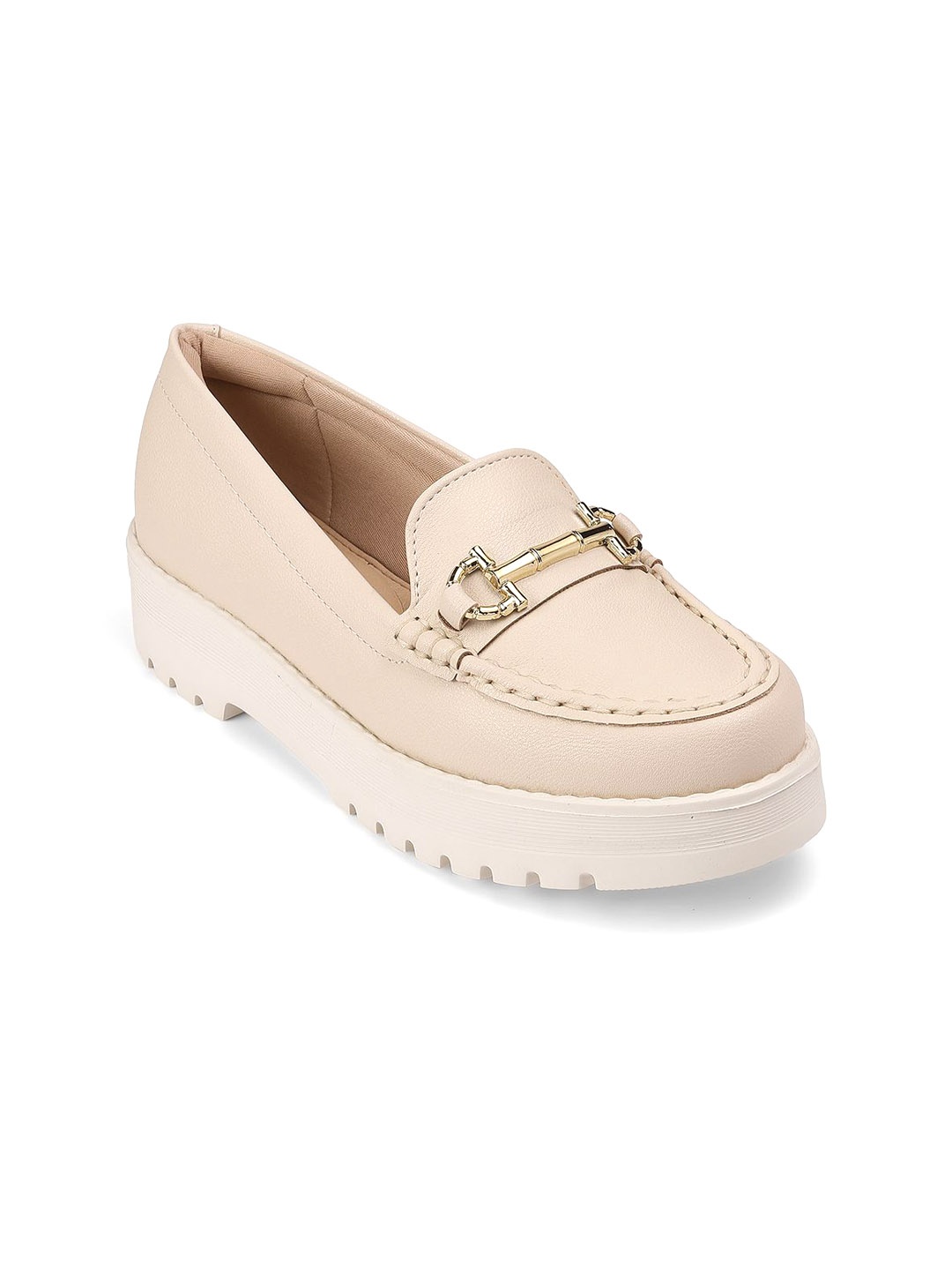 

MODARE Women Textured Horsebit Loafers, Cream