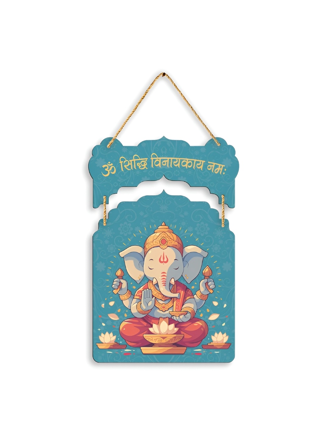 

CLAWCRAFTS Yellow & Turqouise Blue Religious Wood Wall Decor, Turquoise blue