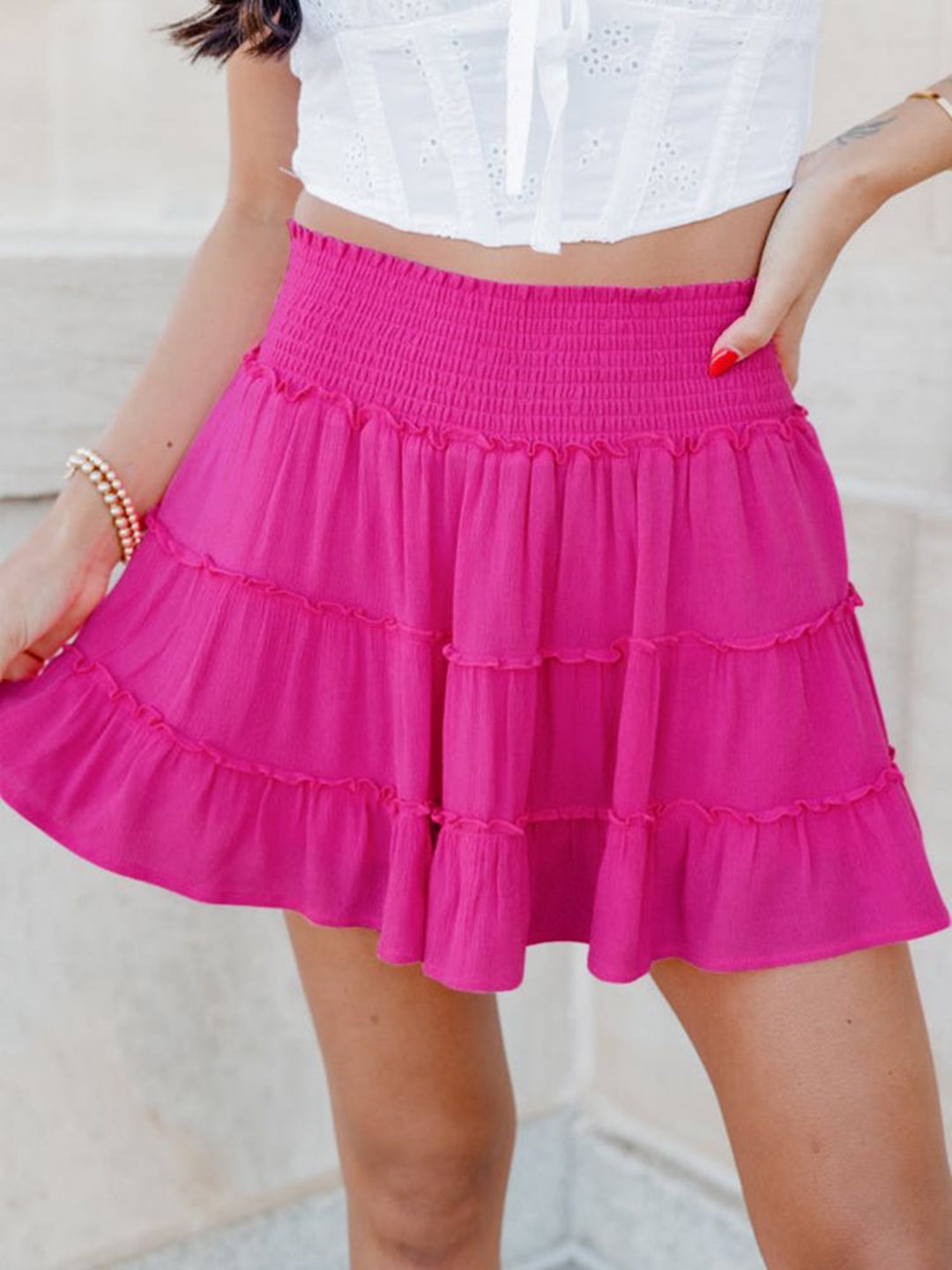 

HERE&NOW Tiered Mini Skirts, Rose