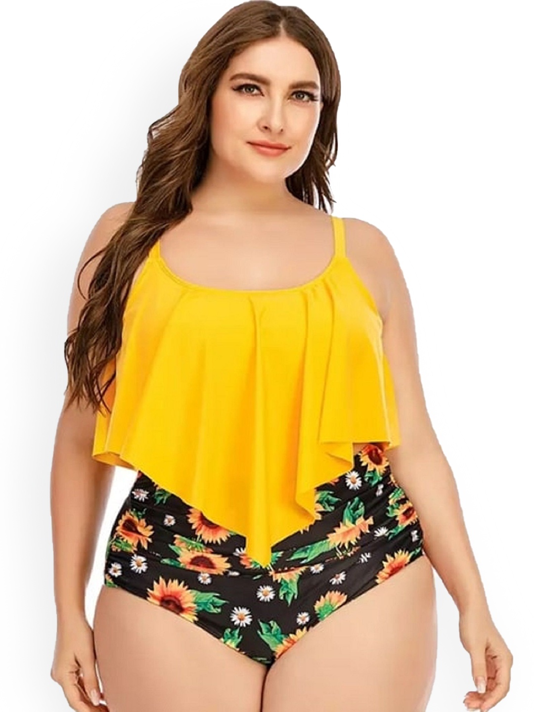 

Plus Curvves Printed Swim Set, Orange