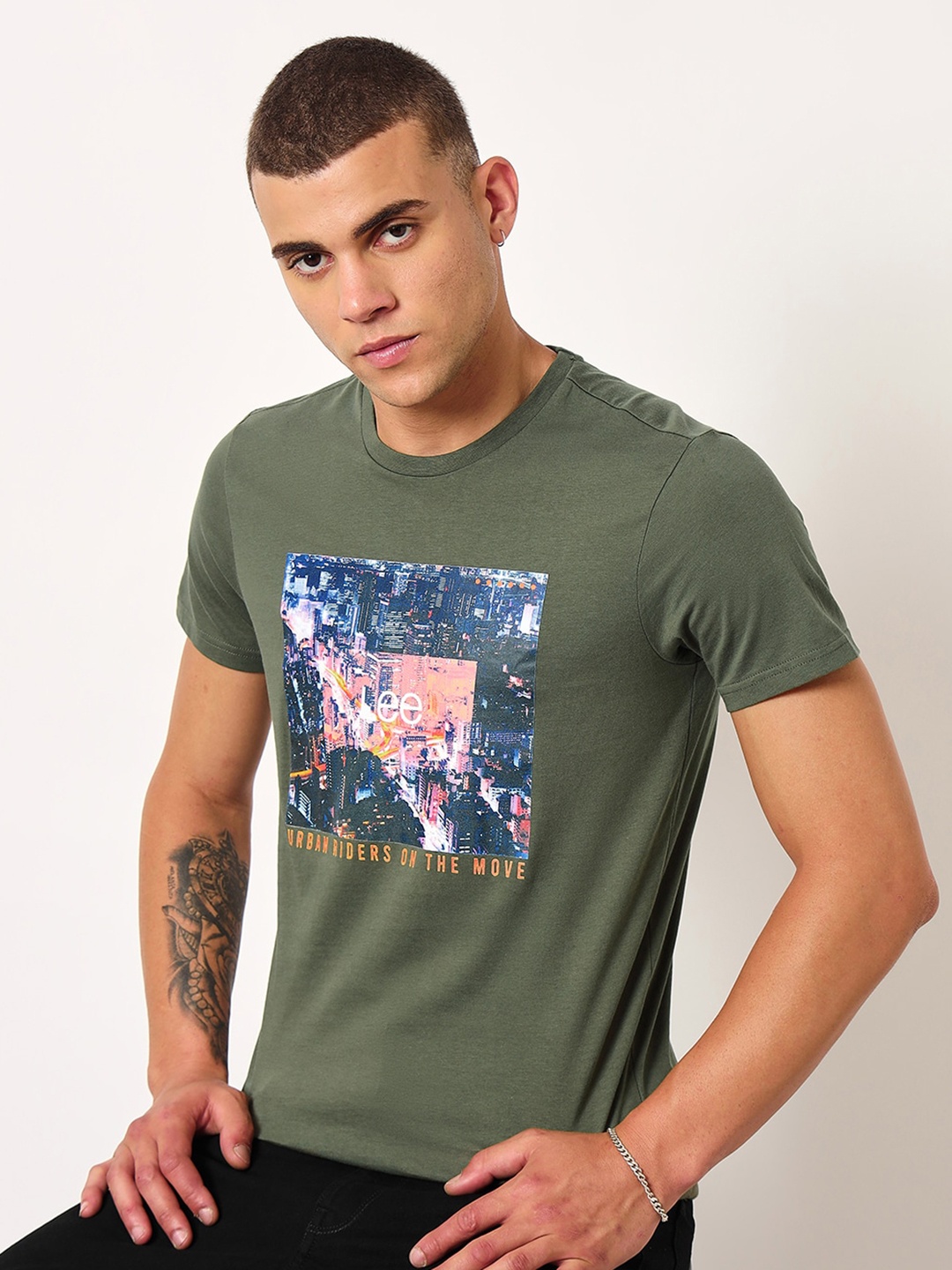 

Lee Graphic Printed Slim Fit Cotton T-shirt, Green