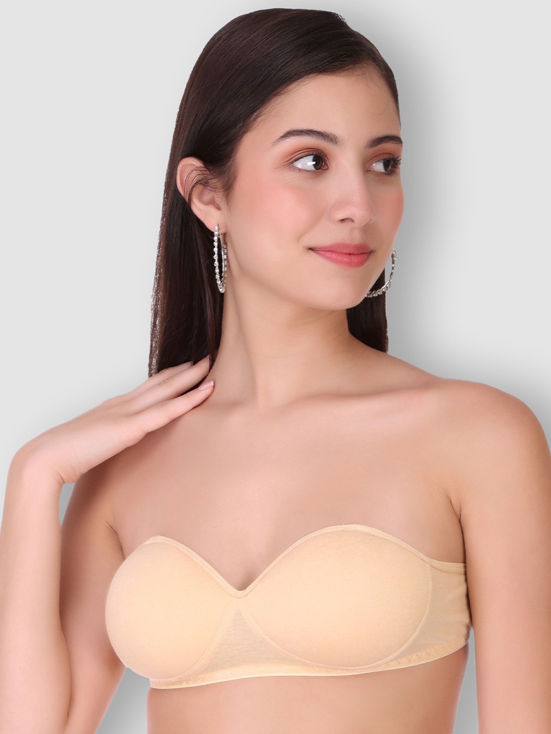 

SELFCARE Solid Half Coverage Lightly Padded Bra, Beige