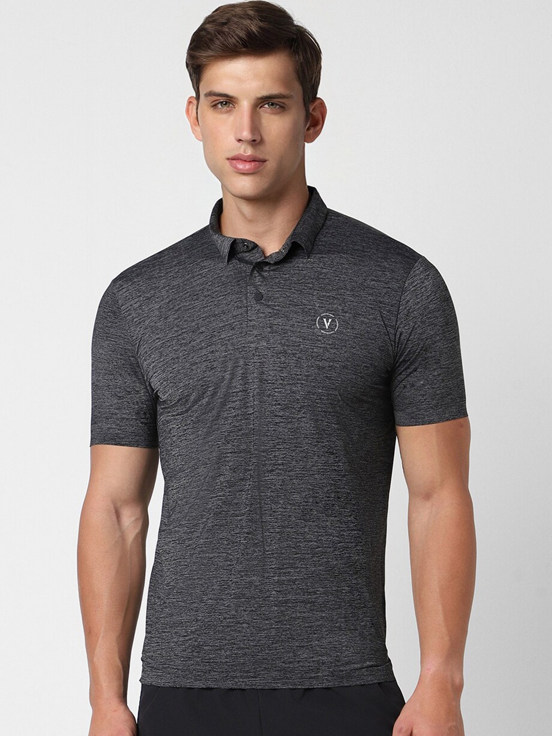 

Van Heusen Self Design Polo Collar T-shirt, Grey