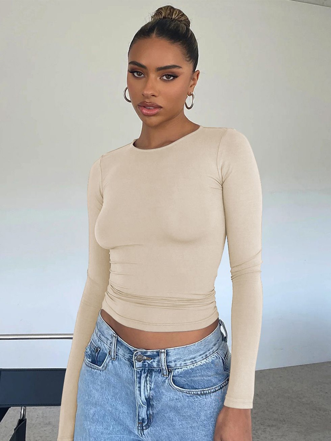 

HERE&NOW Bell Sleeve Top, Beige