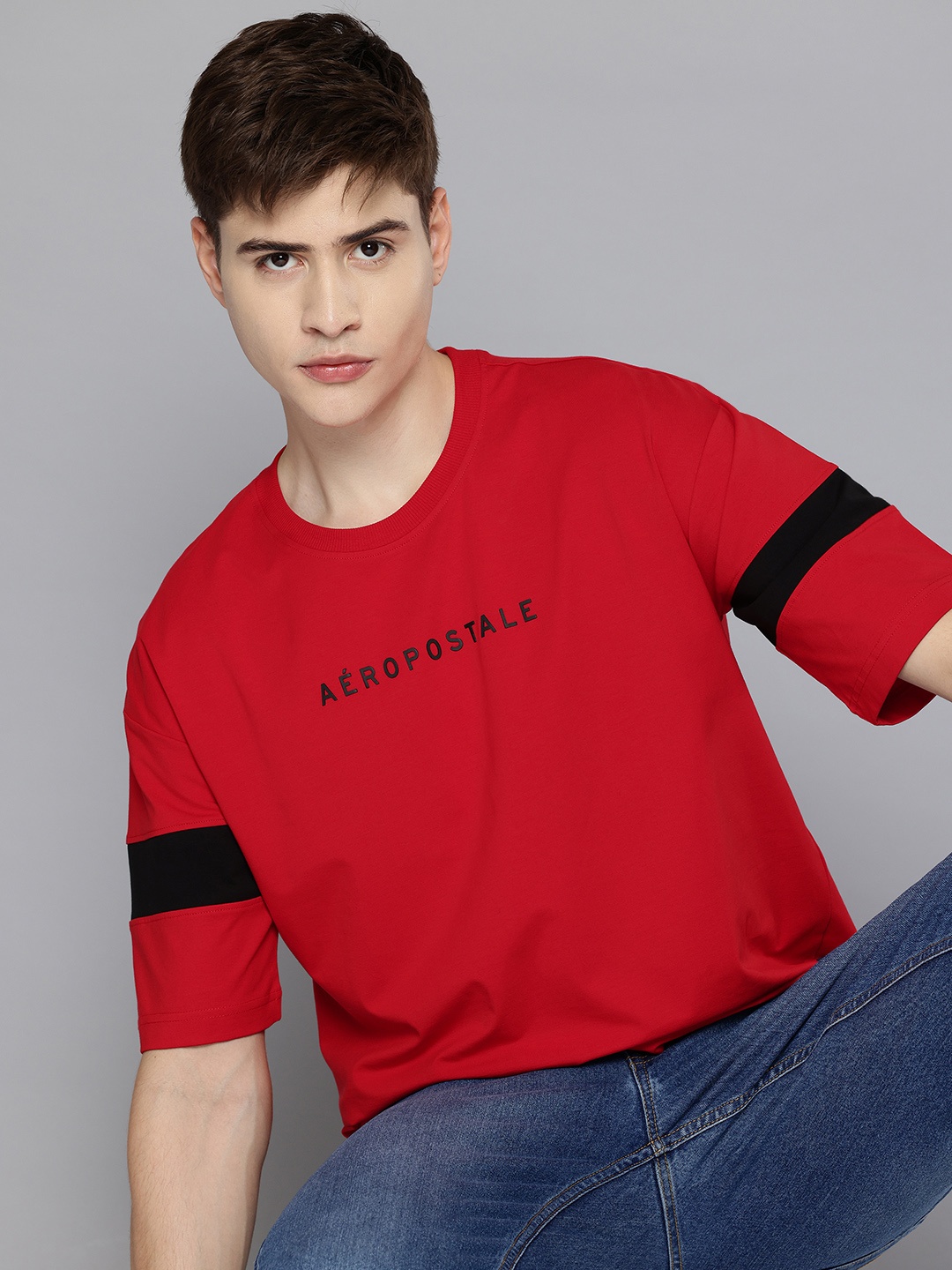 

Aeropostale Drop-Shoulder Sleeves Relaxed Fit T-shirt, Red