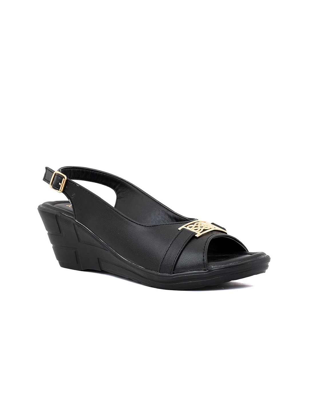 

Khadims Women Wedge Heel Sandals, Black