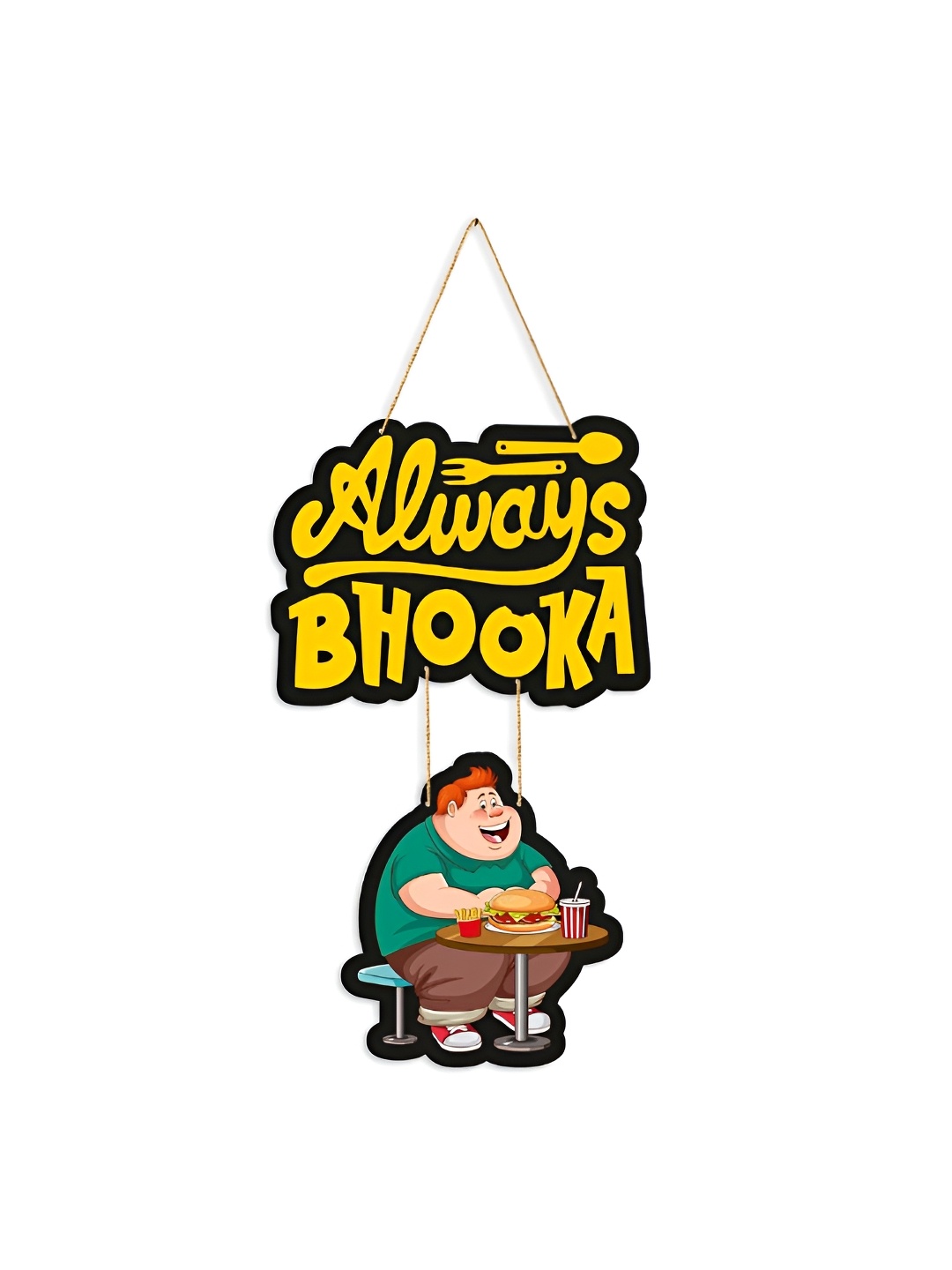 

CLAWCRAFTS Yellow and Black Modern Wooden Wall Hanging