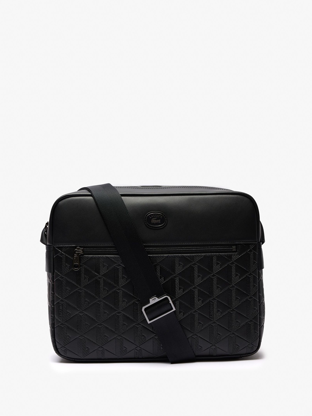 

Lacoste Textured PU Shopper Sling Bag with Quilted, Black