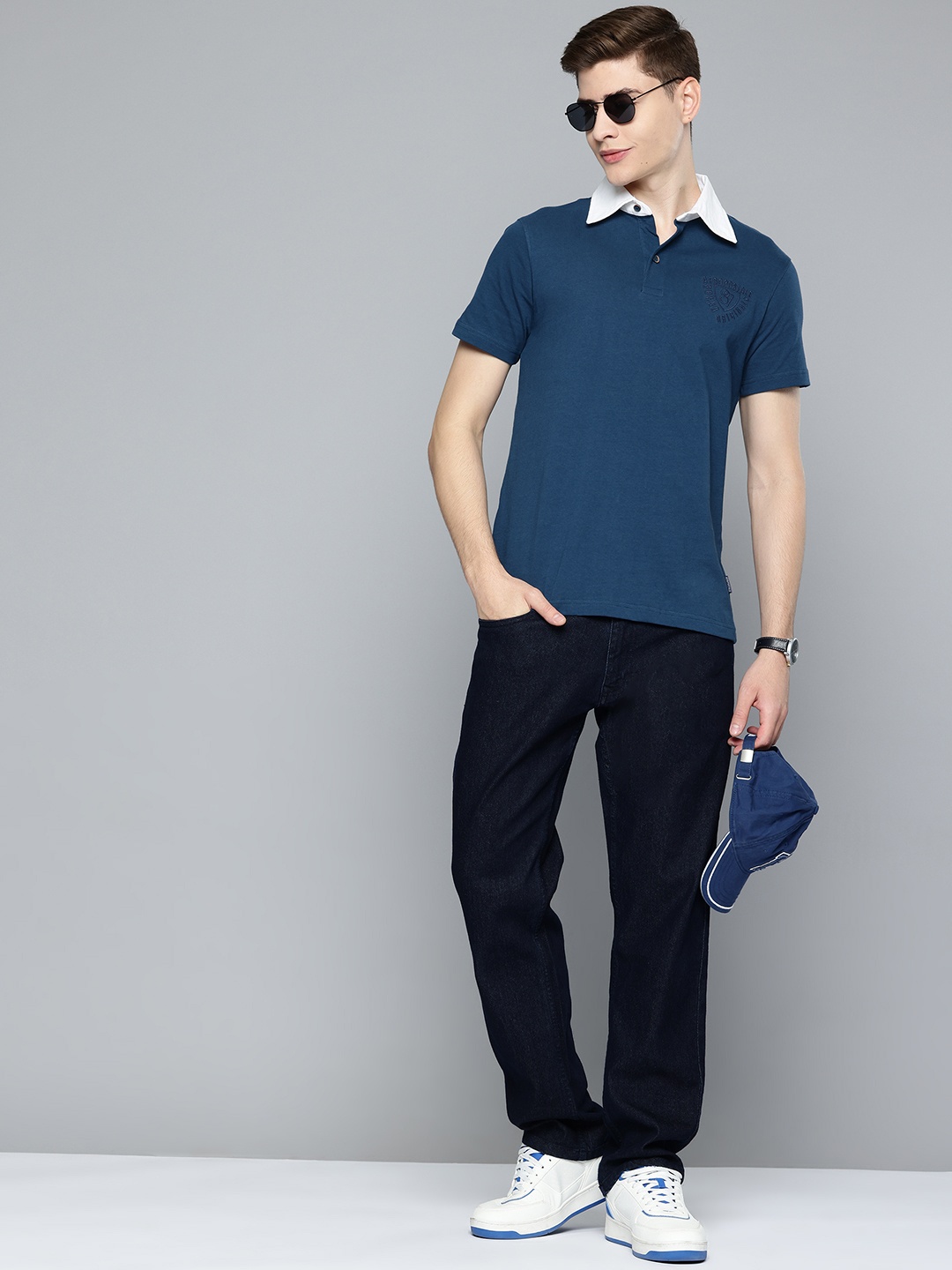

Aeropostale Men Polo Collar Pure Cotton T-shirt, Teal
