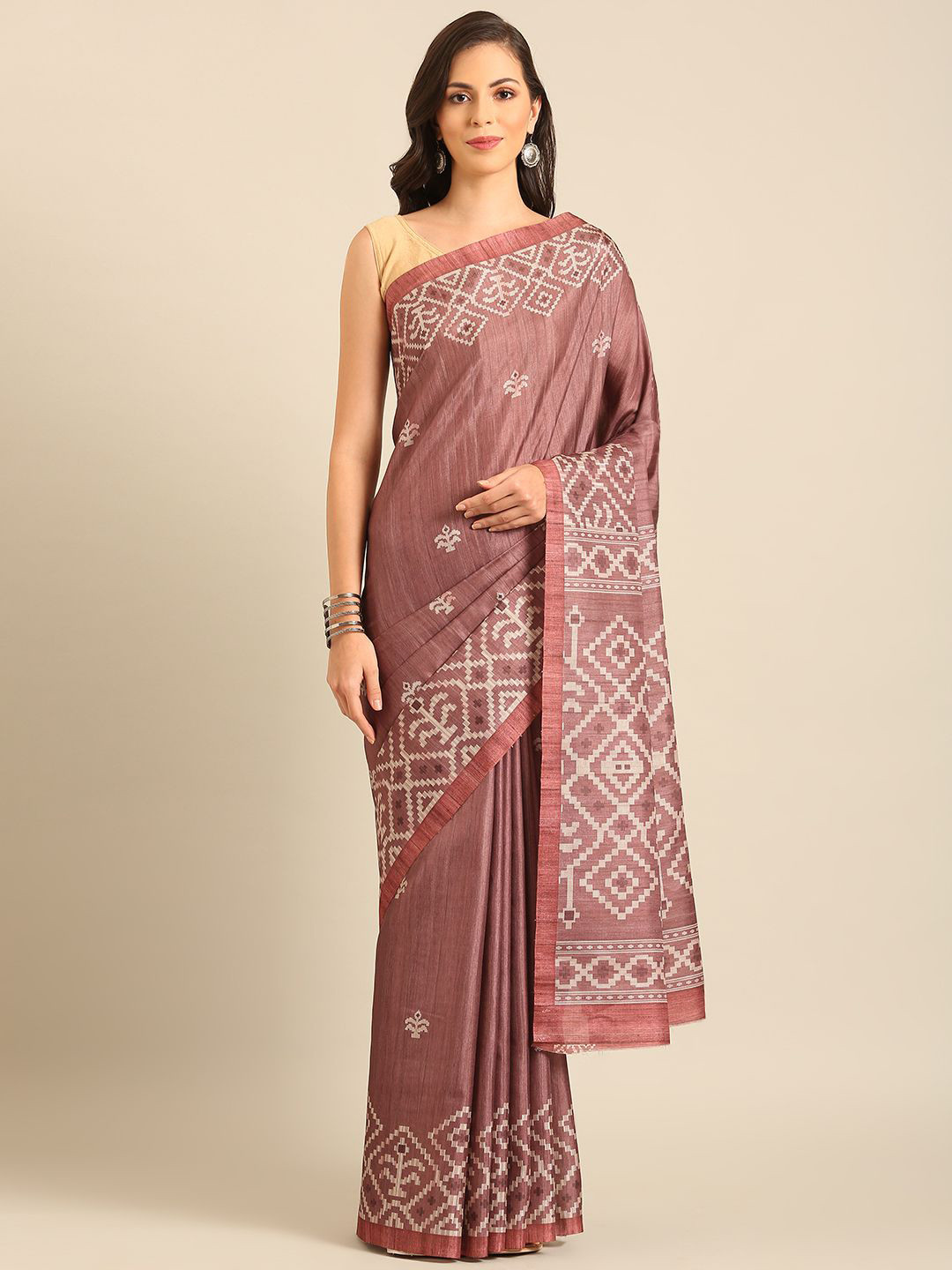 

Ishin Ethnic Motifs Printed Saree With Blouse Piece, Purple