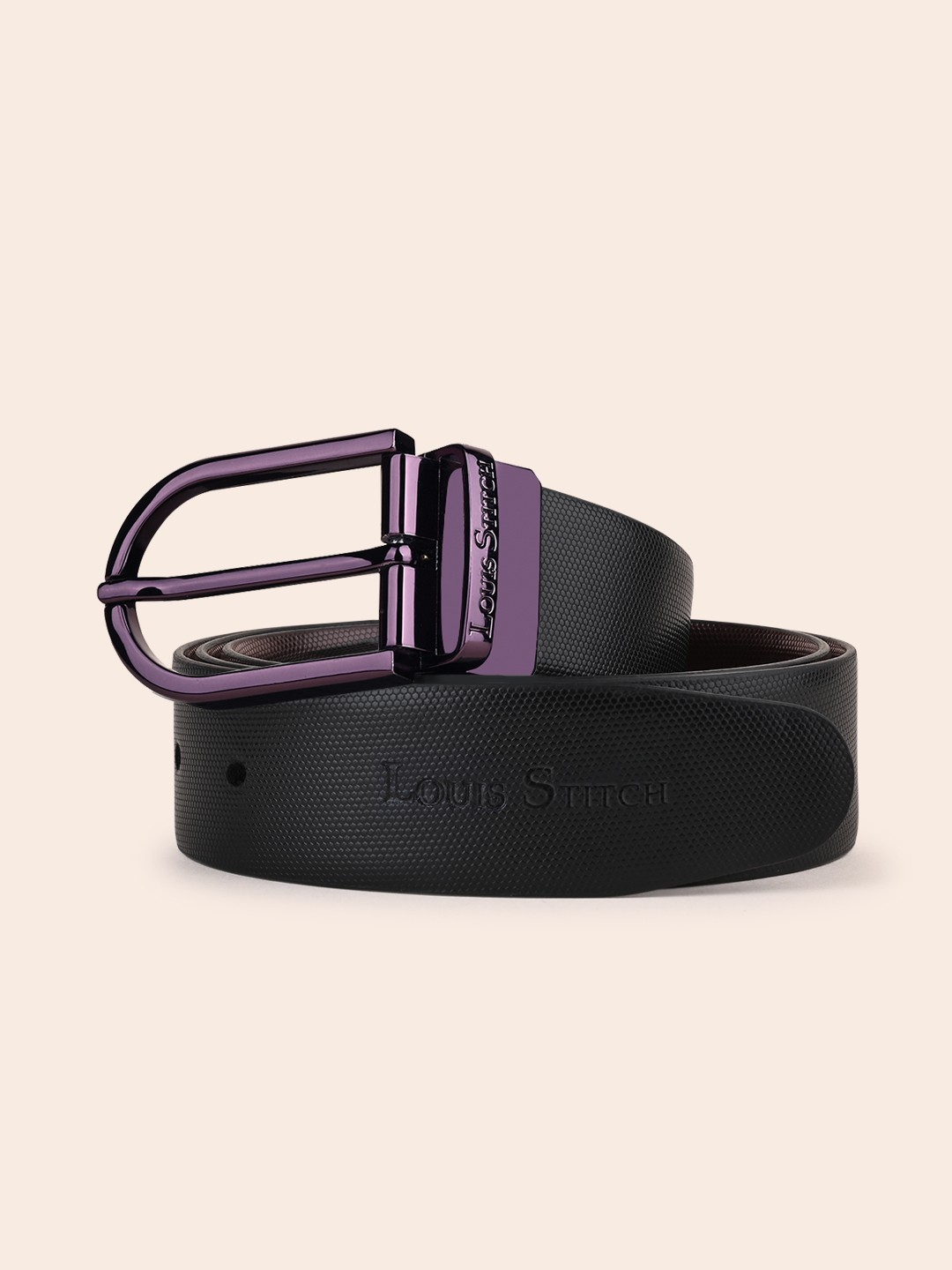 

LOUIS STITCH Men Leather Formal Belt, Black