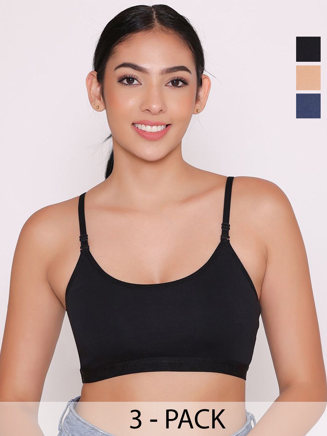 

INKURV Bra Full Coverage Pack Of 3, Black