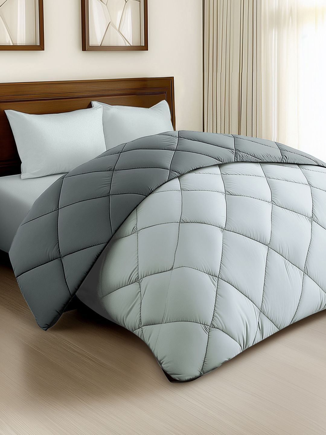 

Story@home Grey & Melange Solid Reversible 240 GSM Heavy Winter Double Bed Comforter