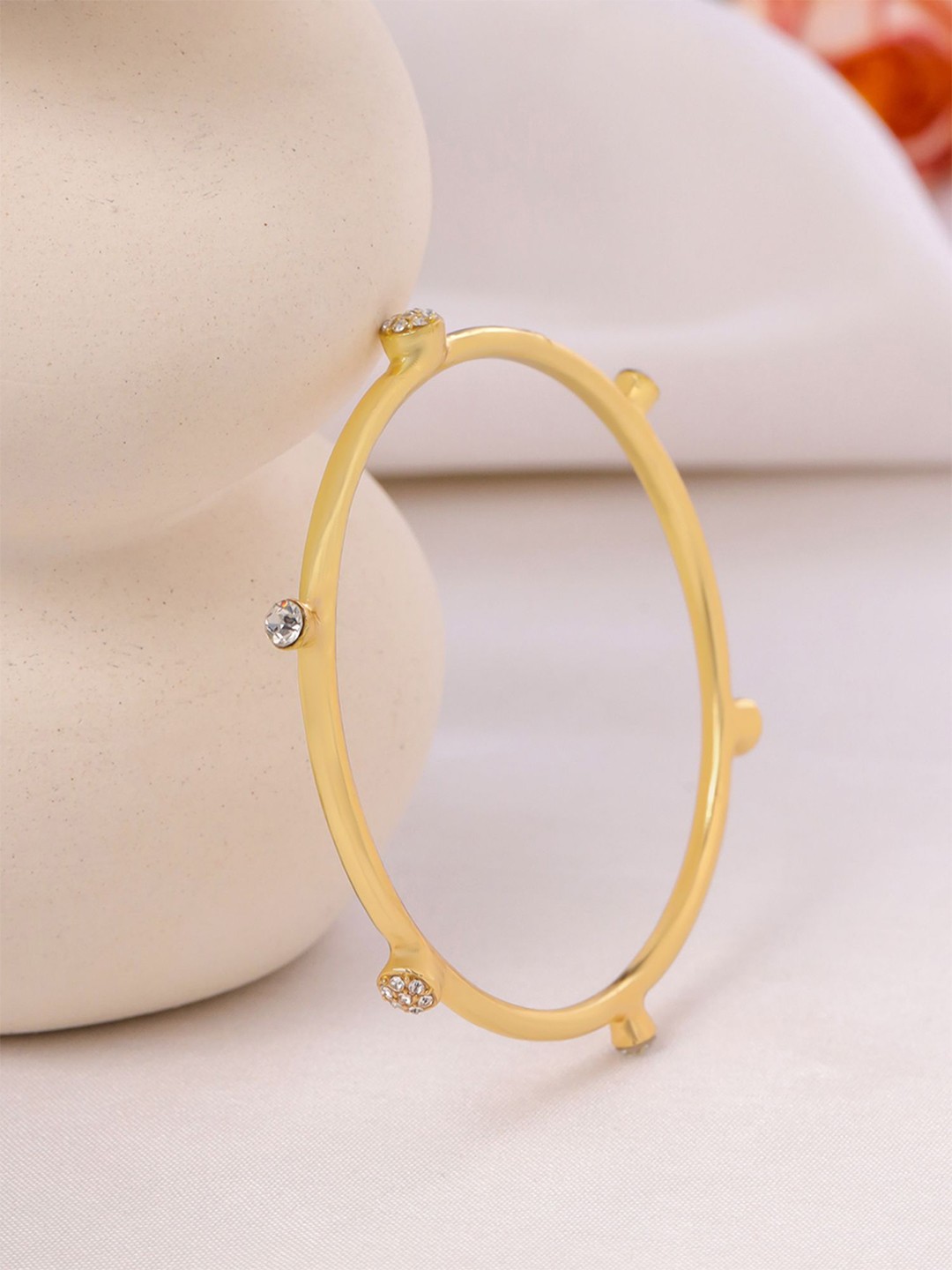 

Yellow Chimes Gold-Plated CZ Stone-Studded Bangle