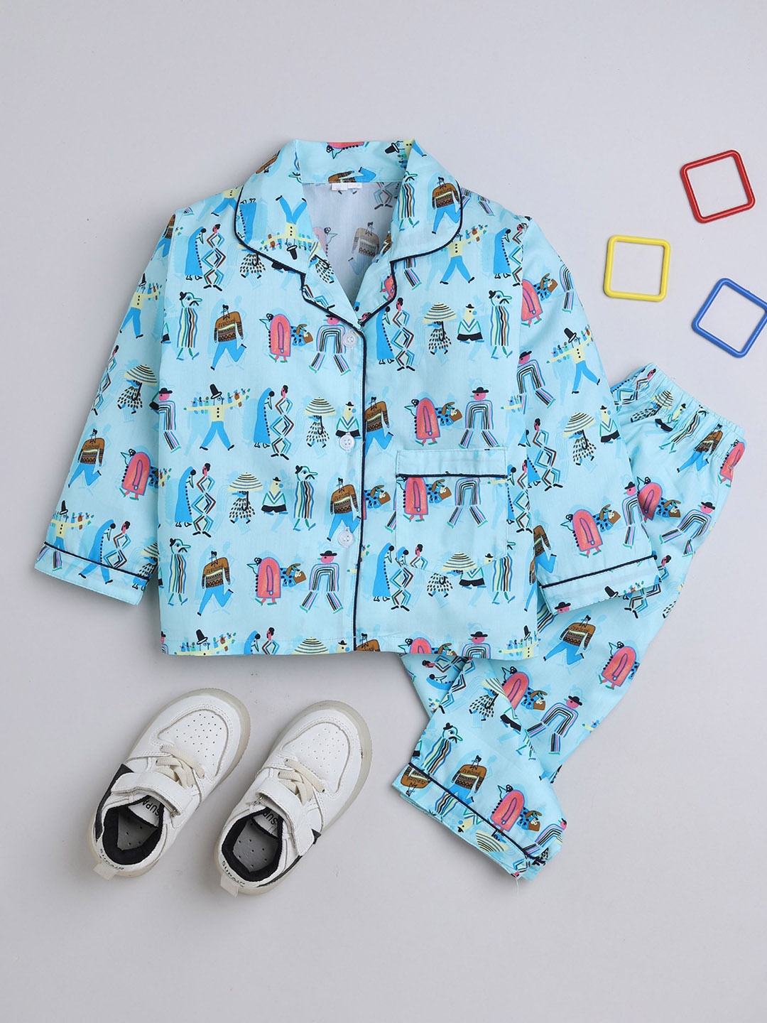 

The Magic Wand Boys Printed Night suit, Blue