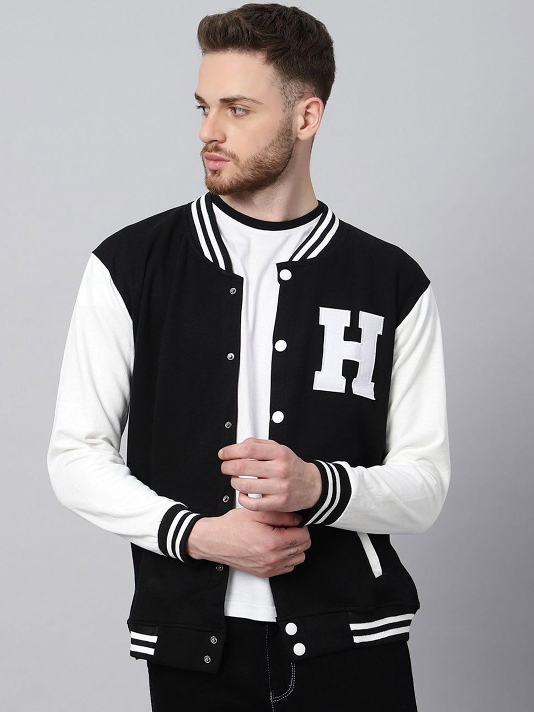 

Be Savage Men Windcheater Outdoor Bomber with Embroidered Jacket, Black
