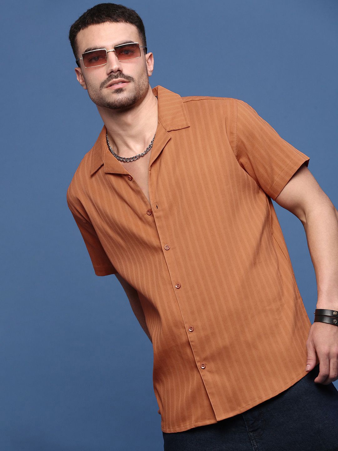 

SHOWOFF Men Standard Opaque Casual Shirt, Orange
