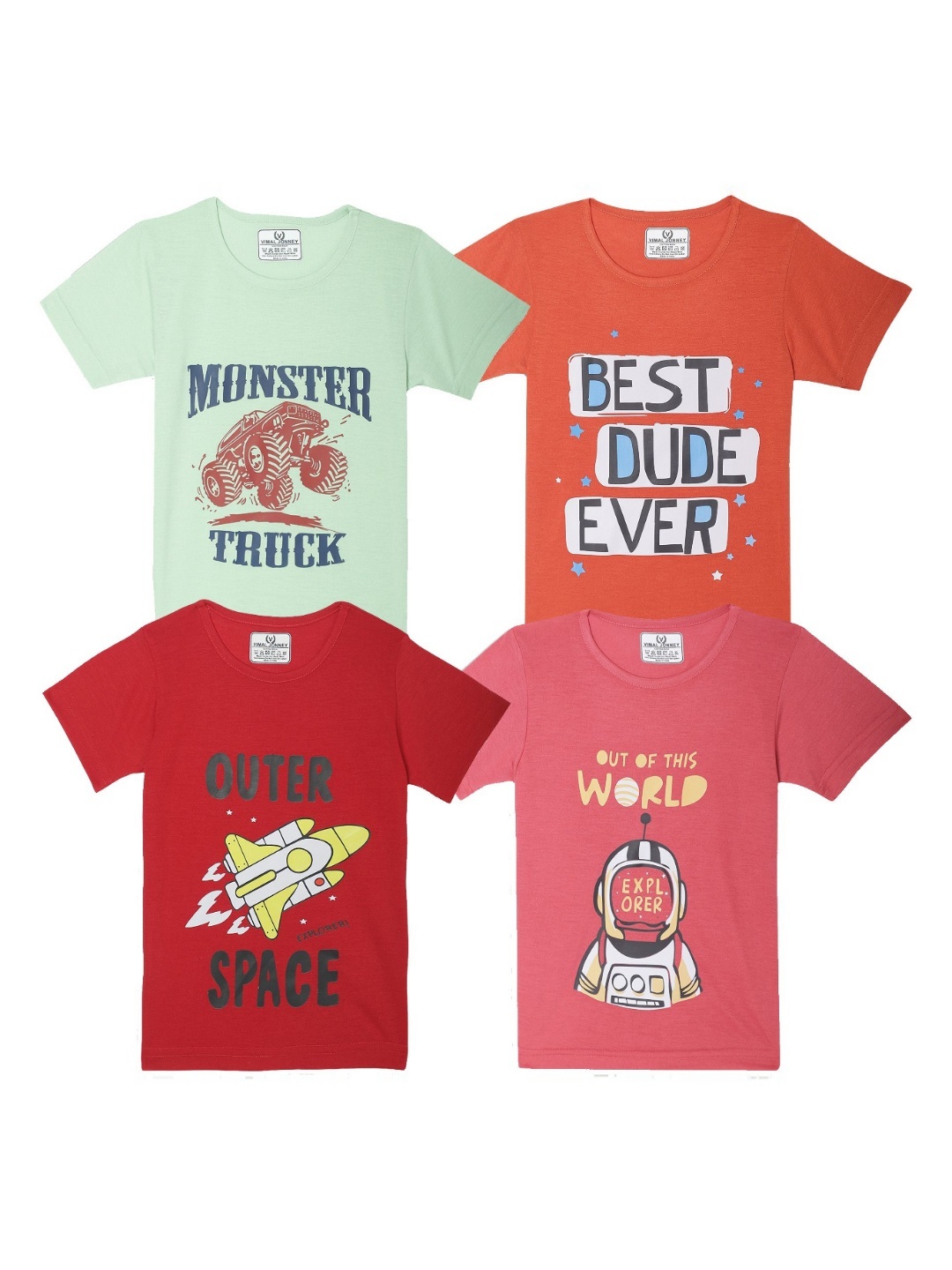 

MACK JONNEY Kids Typography 4 Printed Applique T-shirt, Multi