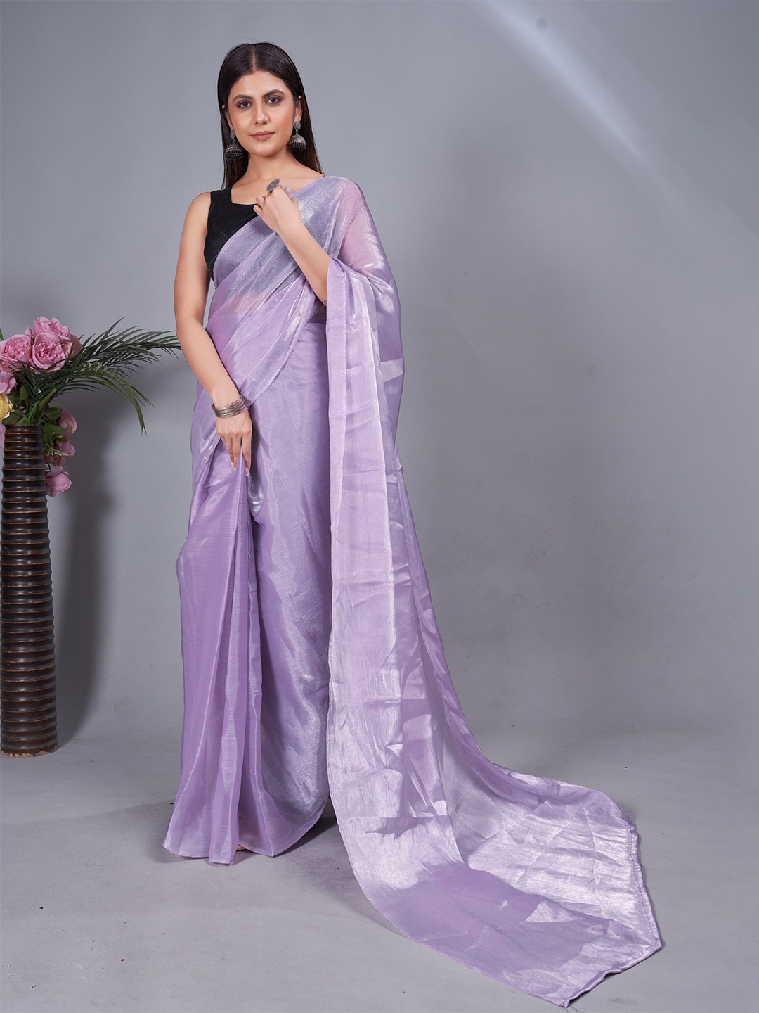 

Panzora Ready to Wear Solid Saree, Purple