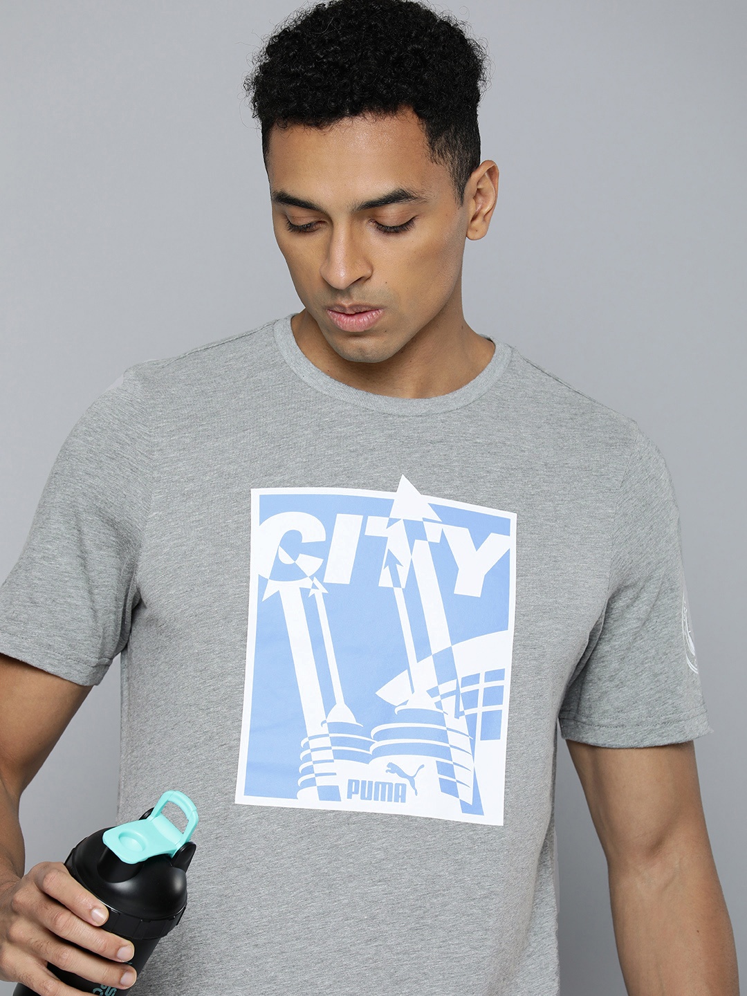 

Puma Men Typography Printed Manchester City Ftblicons Football T-shirt, Grey