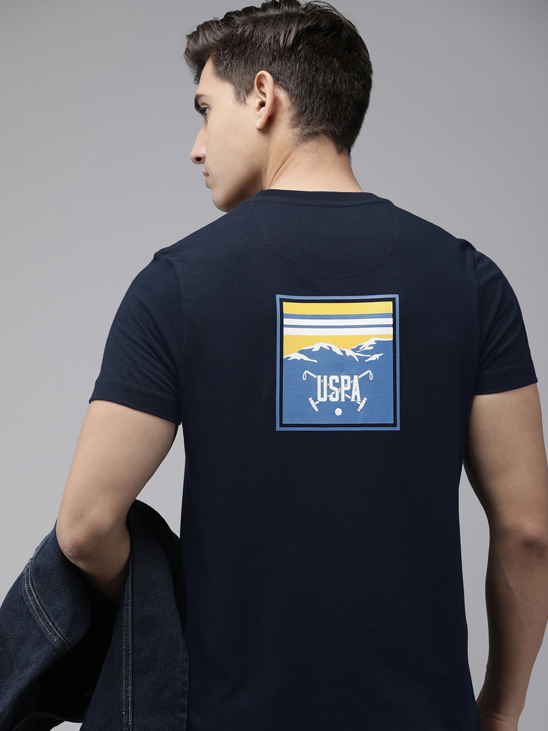 

U.S. Polo Assn. Denim Co. Pure Cotton Graphic Printed Slim Fit T-shirt, Navy blue