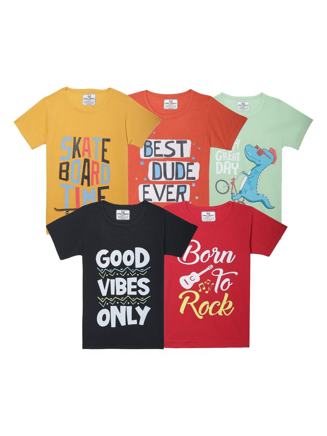 

VIMAL JONNEY Kids Typography 5 Printed Applique T-shirt, Multi