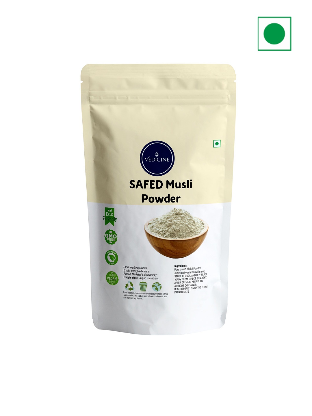 

VEDICINE Natural Safed Musli Powder-100g, White