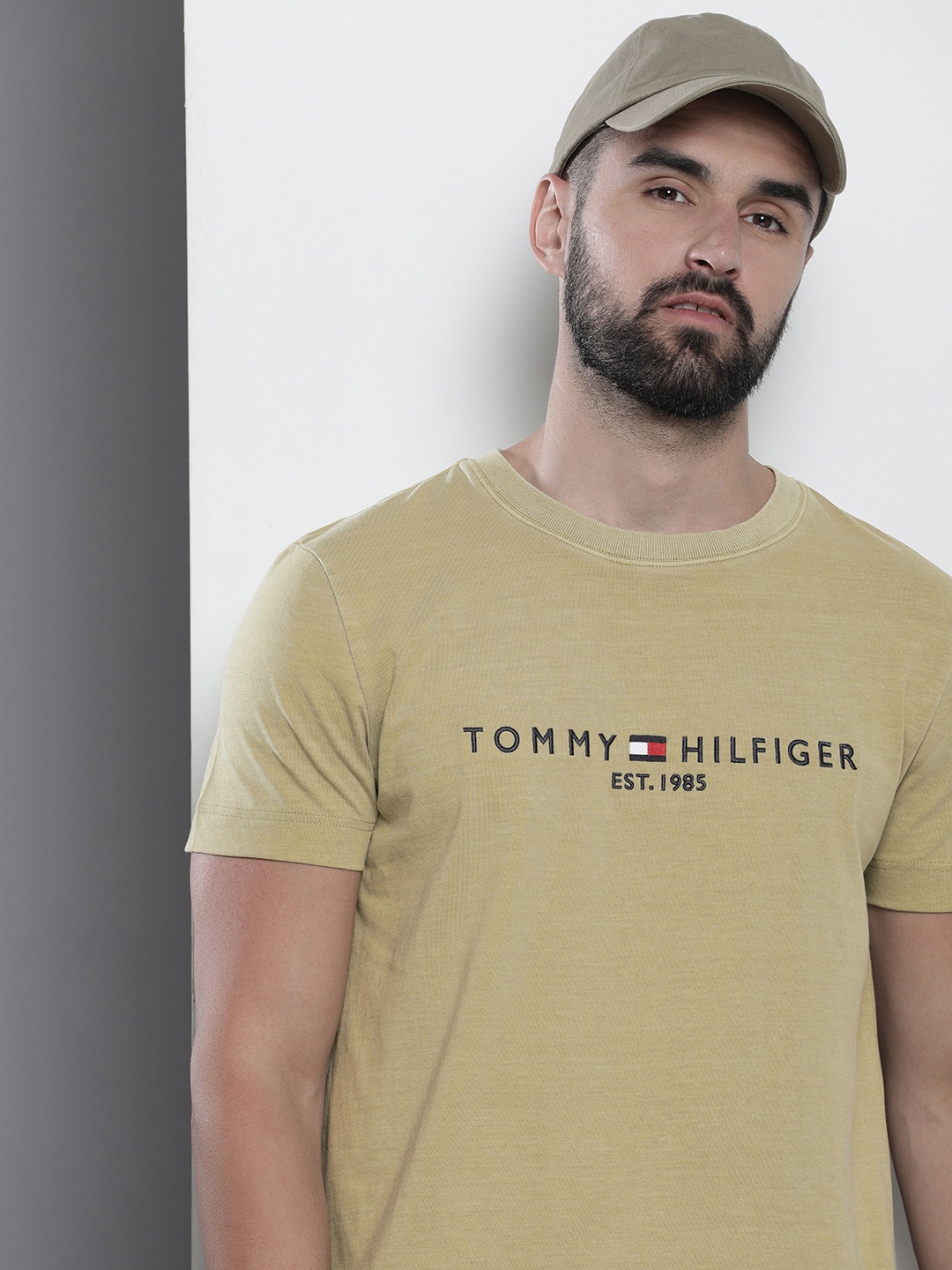 

Tommy Hilfiger Pure Cotton Brand Logo Embroidered Slim Fit T-shirt, Green