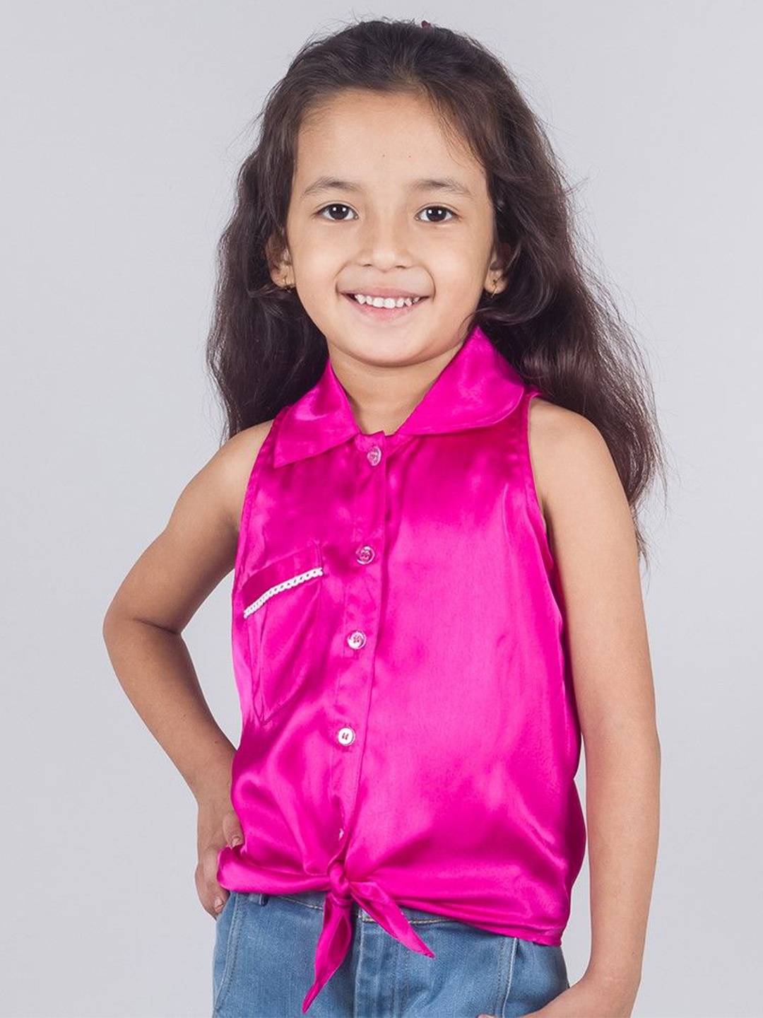 

Tangerine Closet Satin Shirt Style Top, Magenta