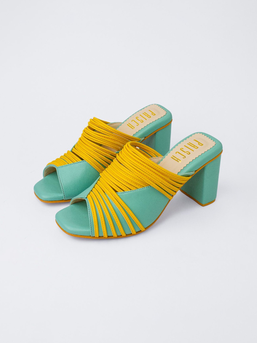 

House of Prisca Colourblock Block Heel Sandals, Yellow