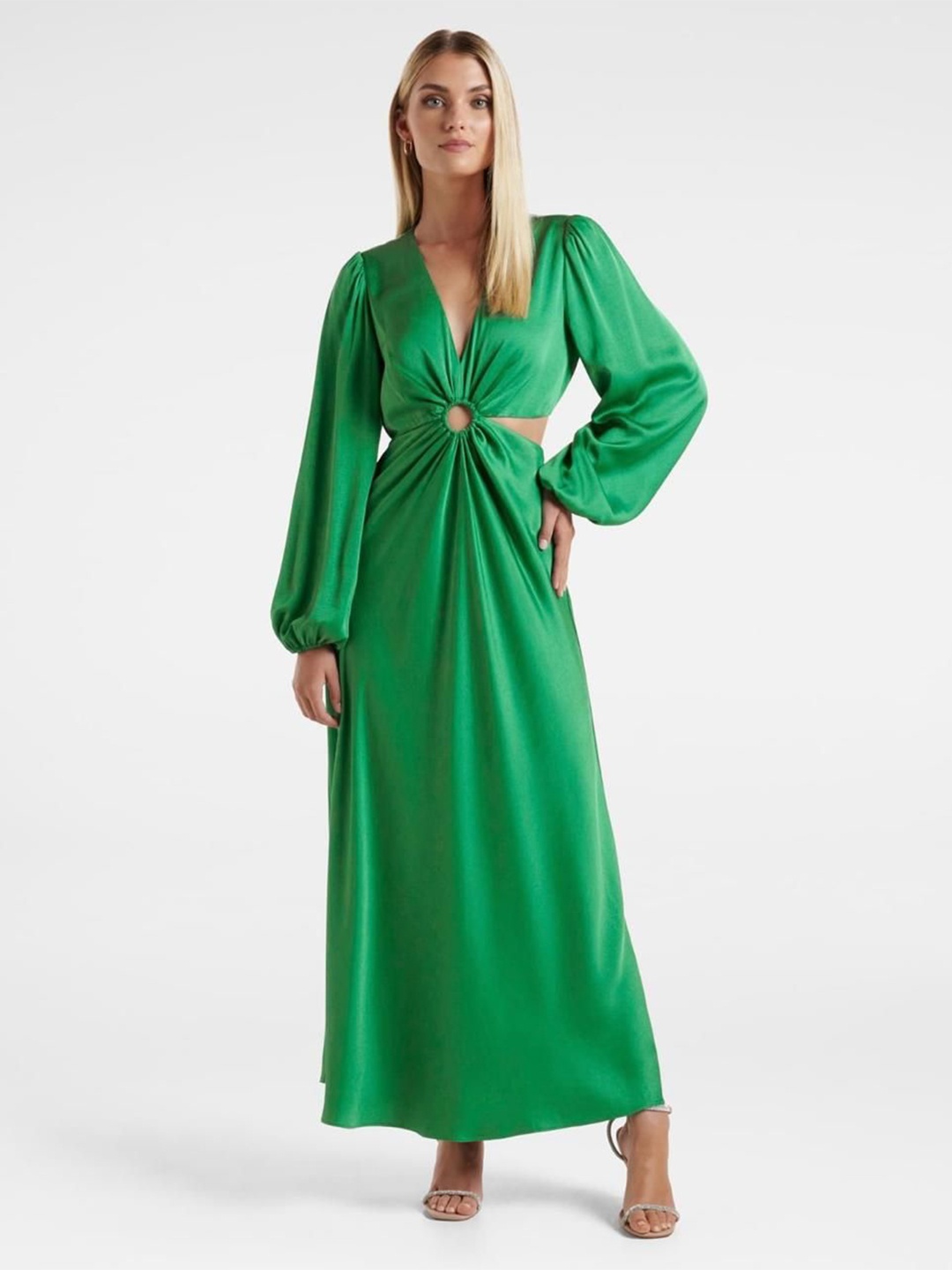 

DEBONATELLA Embellished Print Georgette Maxi Dress, Green
